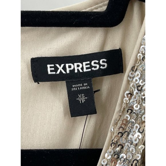 NWT Express Women's Long Sleeve Silver Sequin V Neck Cocktail Party Dress XS - Picture 4 of 15